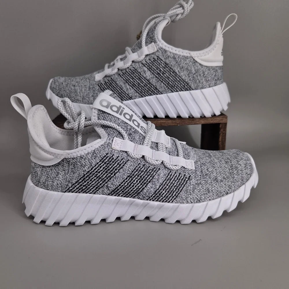 Adidas Kaptir Flow K Kids 4 Grey White Knit Running Sneakers ID1452 Athleisure